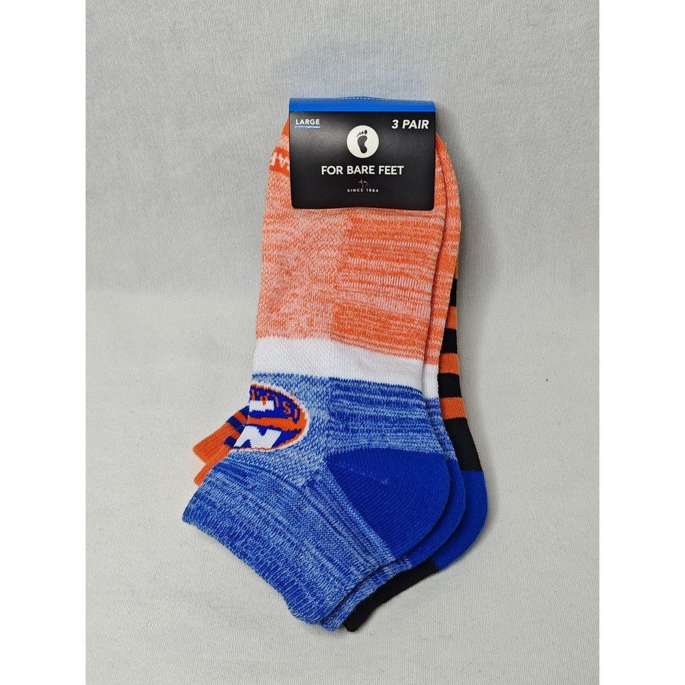 NWT Socks For Bare Feet 3-pack New York Islanders NHL Men's Size L‎ 10-13 NEW!